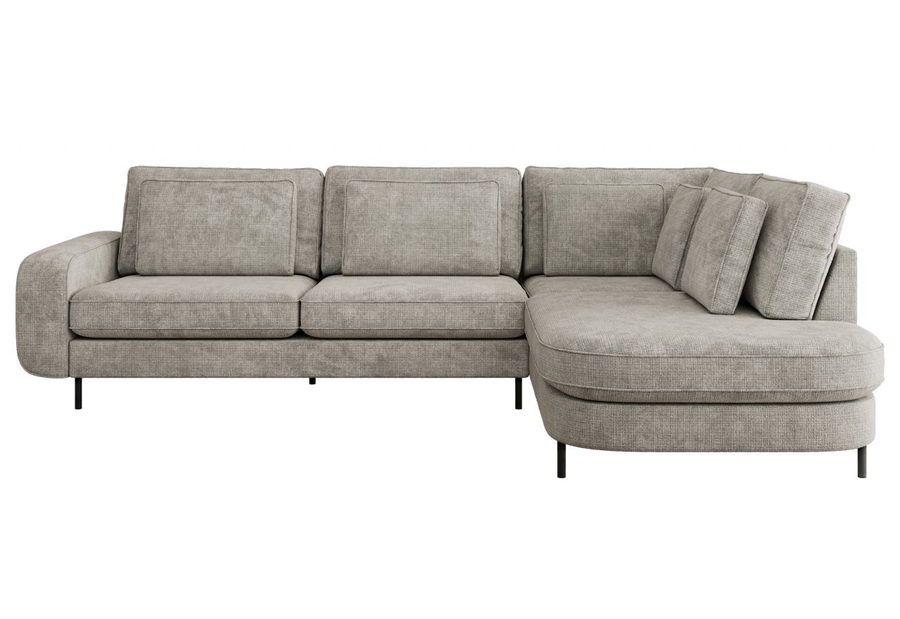 Narożnik CALENO L - strona prawa - jasnoszary, szenil grubo tkany