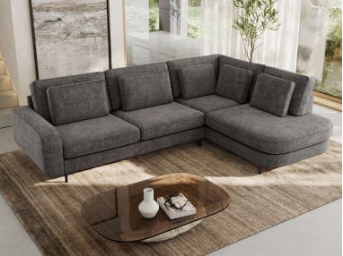 Narożnik CALENO L - strona prawa - szary, szenil grubo tkany