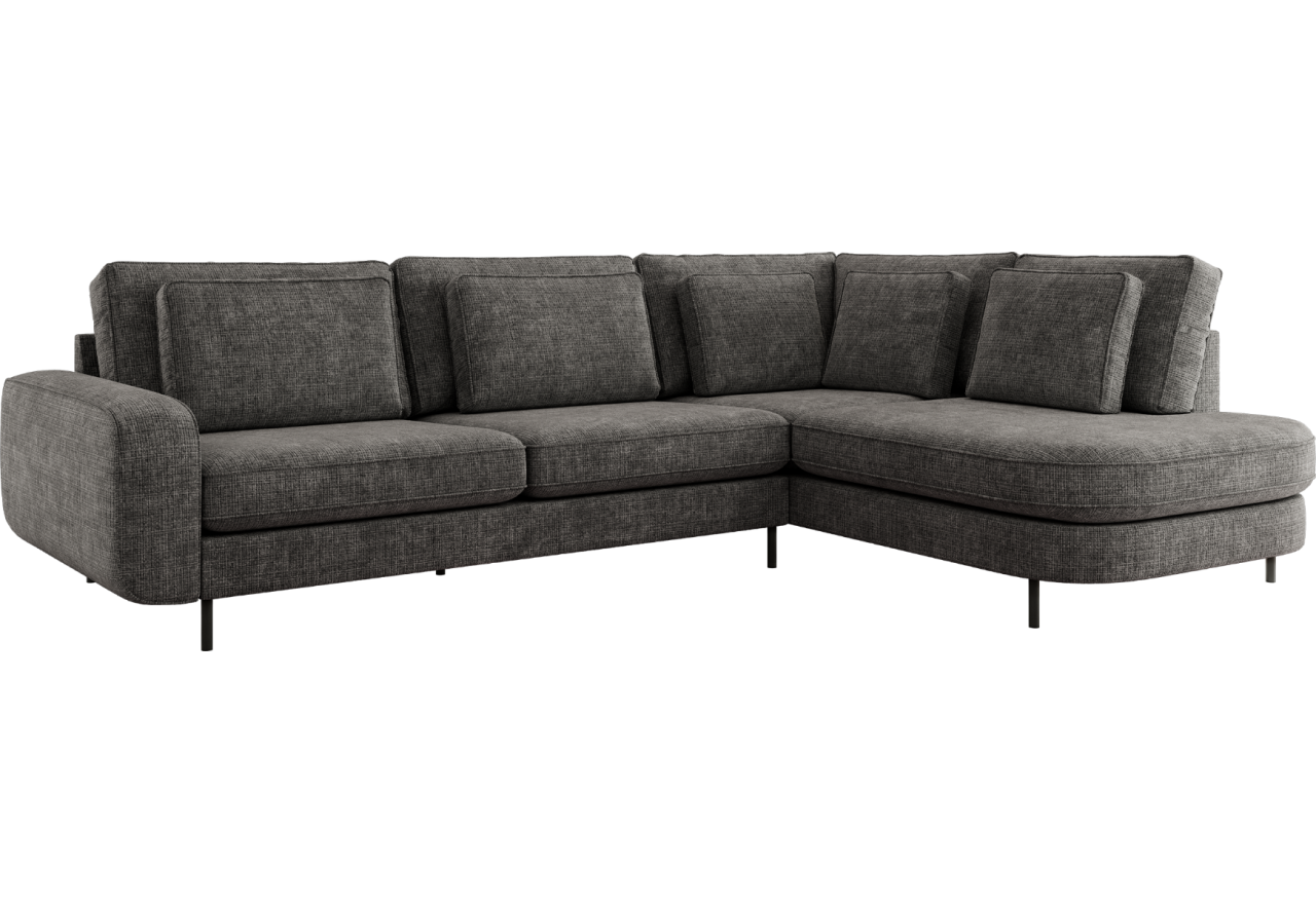 Narożnik CALENO L - strona prawa - szary, szenil grubo tkany