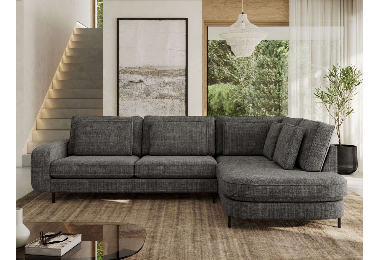 Narożnik CALENO L - strona prawa - szary, szenil grubo tkany