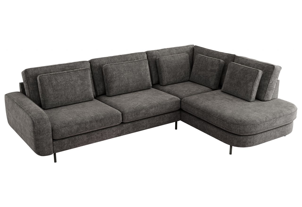 Narożnik CALENO L - strona prawa - szary, szenil grubo tkany