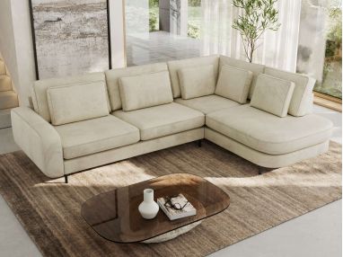 Narożnik CALENO L - strona prawa - beżowy, welwet