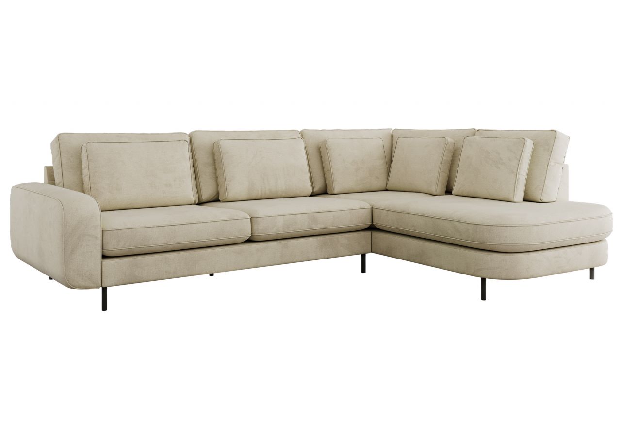 Narożnik CALENO L - strona prawa - beżowy, welwet