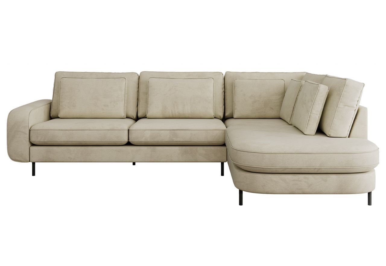 Narożnik CALENO L - strona prawa - beżowy, welwet