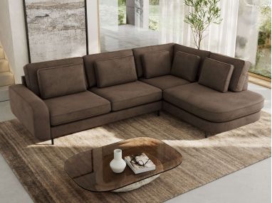 Narożnik CALENO L - strona prawa - brązowy, welwet