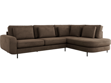 Narożnik CALENO L - strona prawa - brązowy, welwet