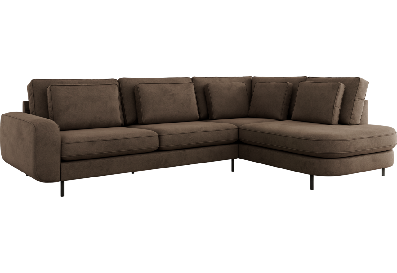 Narożnik CALENO L - strona prawa - brązowy, welwet