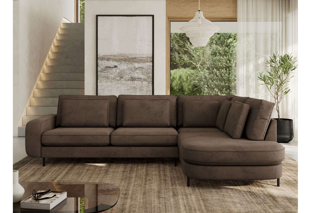 Narożnik CALENO L - strona prawa - brązowy, welwet