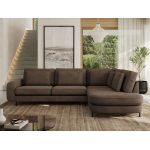 Narożnik CALENO L - strona prawa - brązowy, welwet