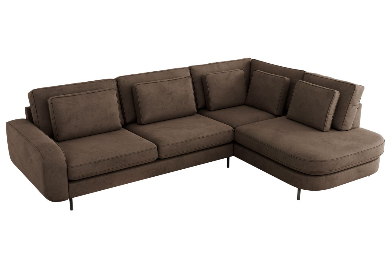 Narożnik CALENO L - strona prawa - brązowy, welwet