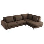 Narożnik CALENO L - strona prawa - brązowy, welwet