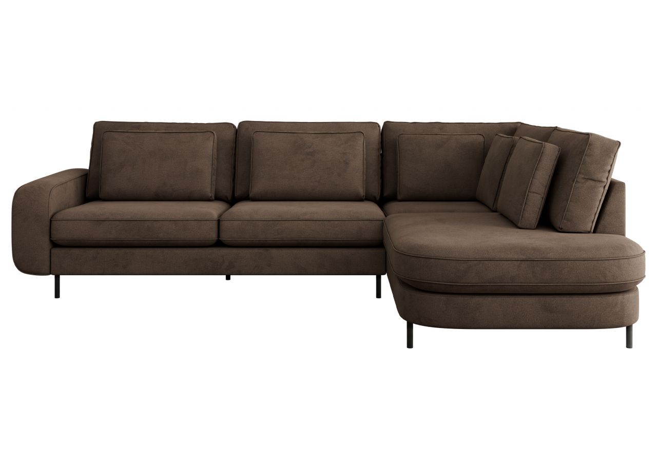 Narożnik CALENO L - strona prawa - brązowy, welwet