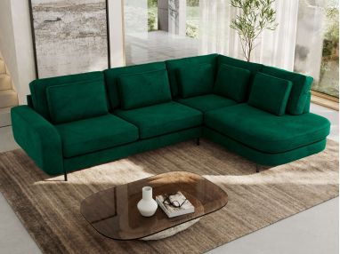 Narożnik CALENO L - strona prawa - ciemnozielony, welwet