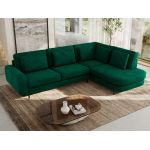 Narożnik CALENO L - strona prawa - ciemnozielony, welwet