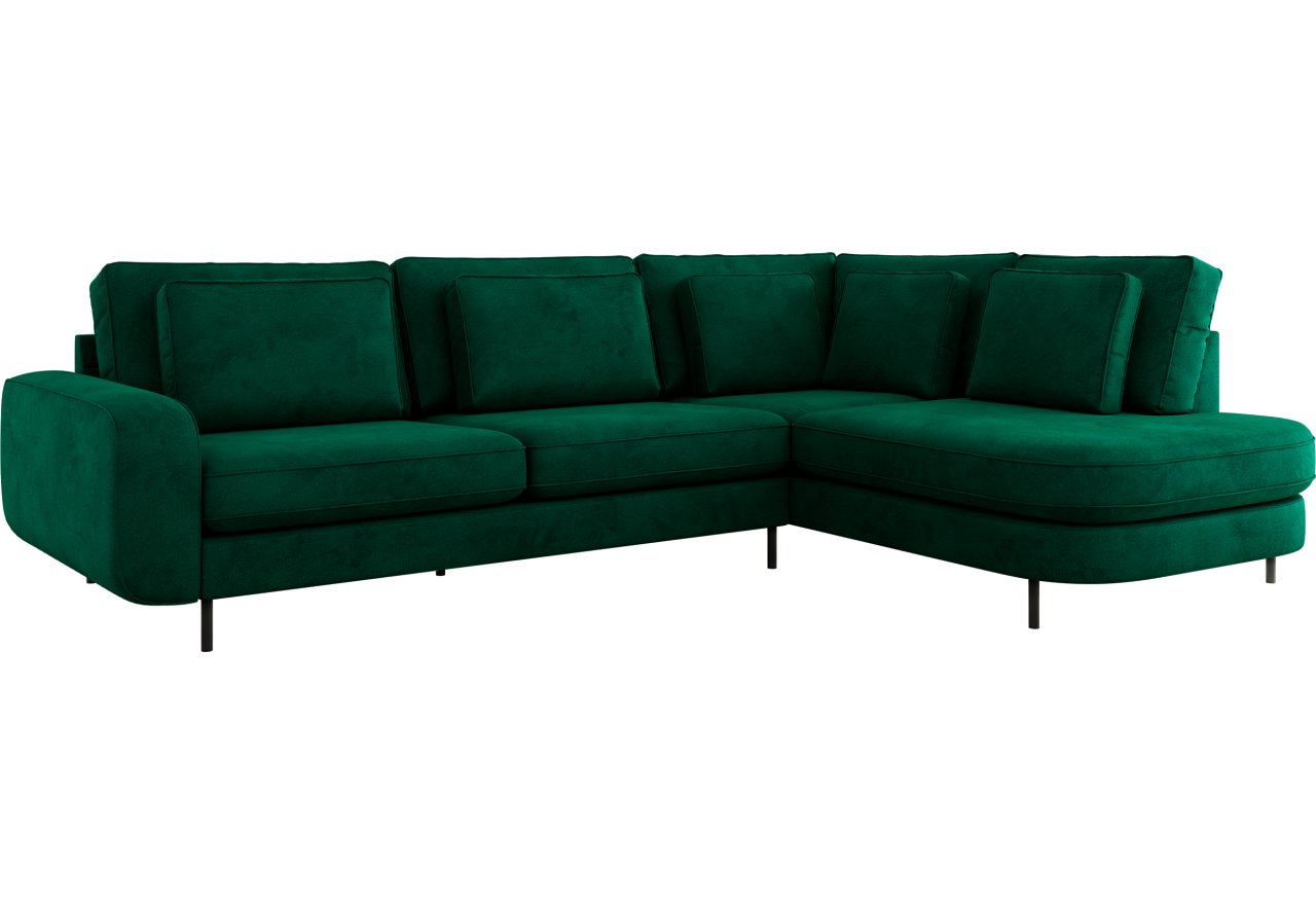 Narożnik CALENO L - strona prawa - ciemnozielony, welwet