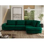 Narożnik CALENO L - strona prawa - ciemnozielony, welwet