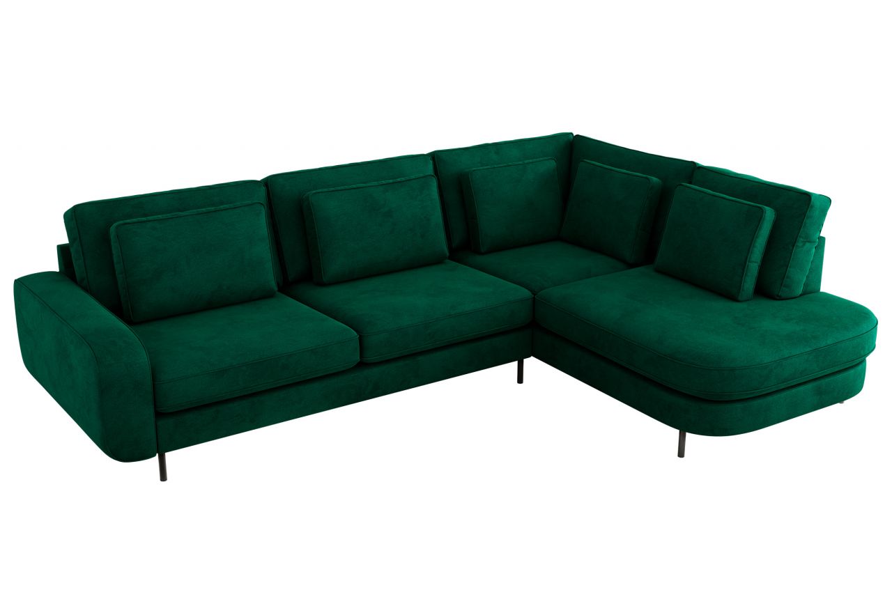 Narożnik CALENO L - strona prawa - ciemnozielony, welwet