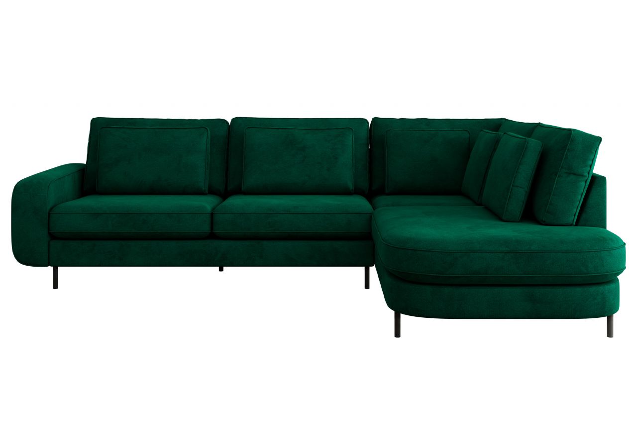 Narożnik CALENO L - strona prawa - ciemnozielony, welwet