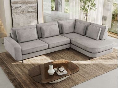 Narożnik CALENO L - strona prawa - jasnoszary, welwet