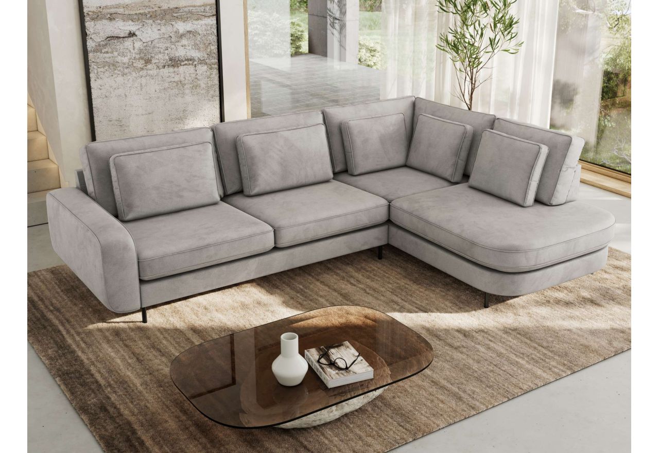 Narożnik CALENO L - strona prawa - jasnoszary, welwet