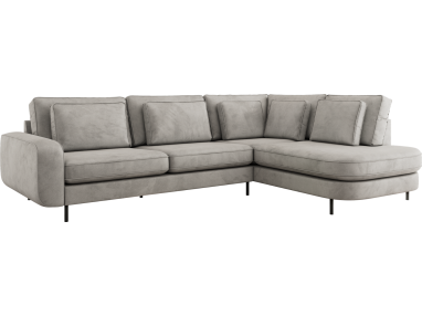 Narożnik CALENO L - strona prawa - jasnoszary, welwet