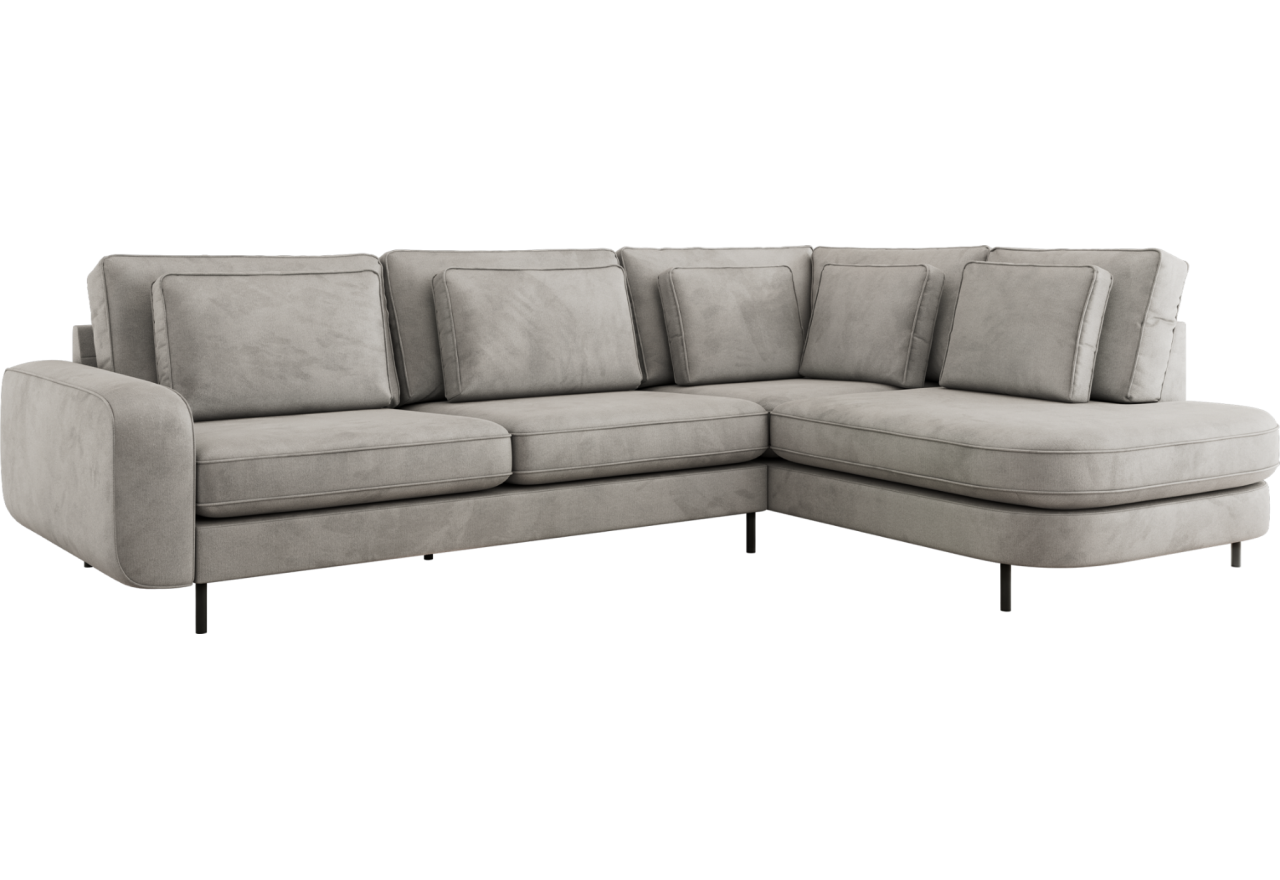 Narożnik CALENO L - strona prawa - jasnoszary, welwet