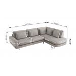 Narożnik CALENO L - strona prawa - jasnoszary, welwet