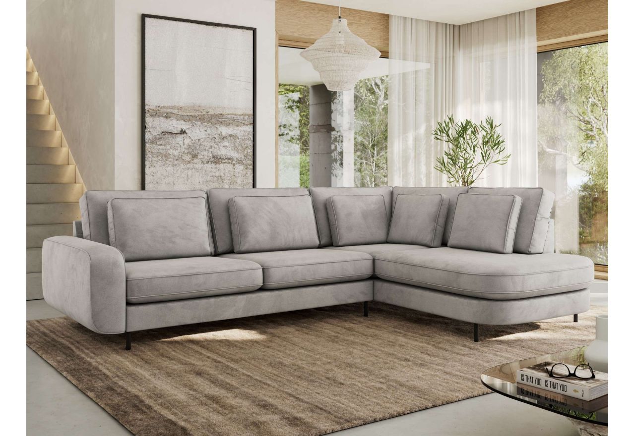 Narożnik CALENO L - strona prawa - jasnoszary, welwet