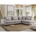 Narożnik CALENO L - strona prawa - jasnoszary, welwet