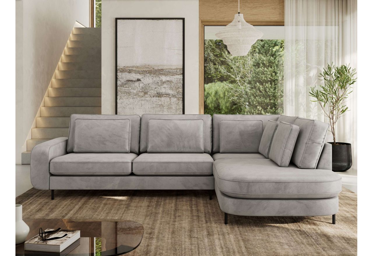 Narożnik CALENO L - strona prawa - jasnoszary, welwet