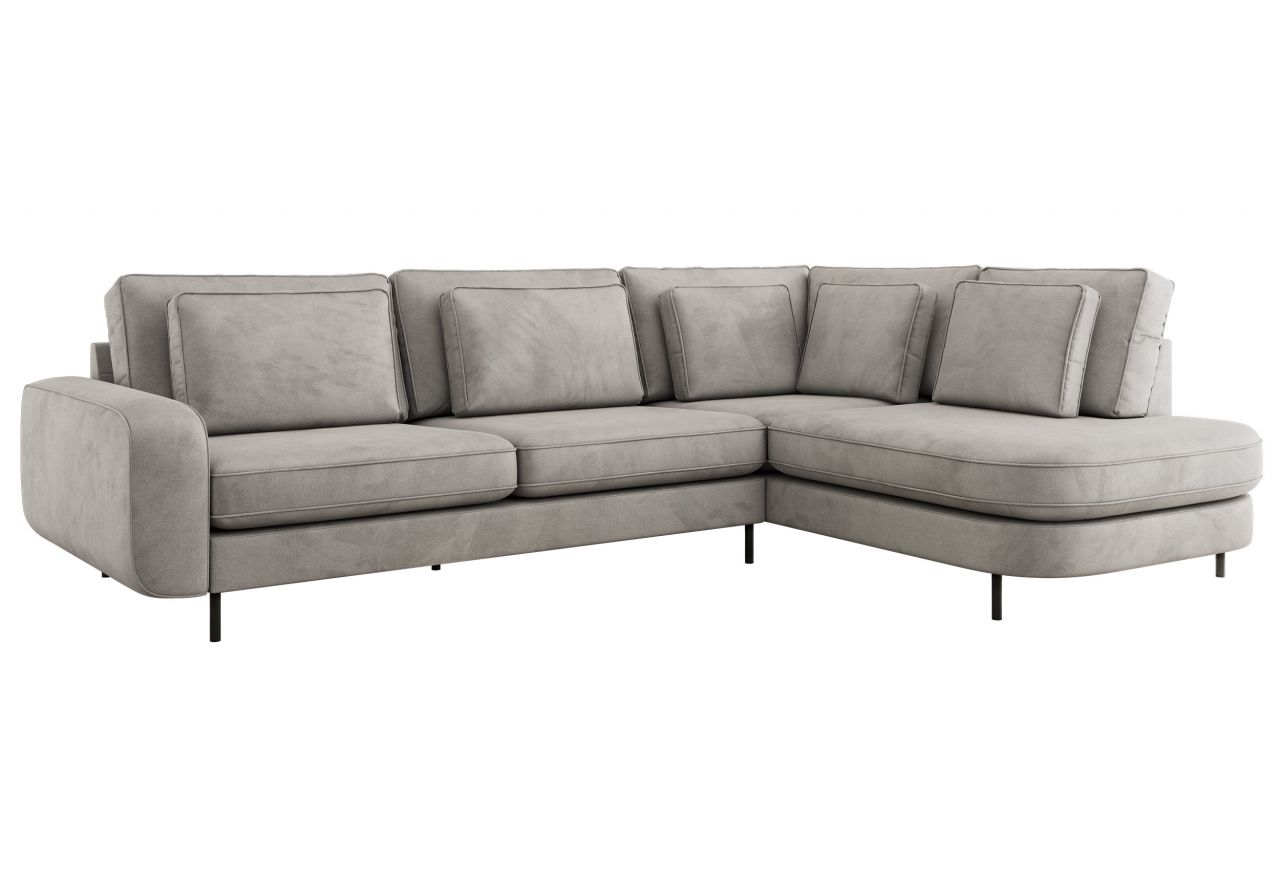 Narożnik CALENO L - strona prawa - jasnoszary, welwet