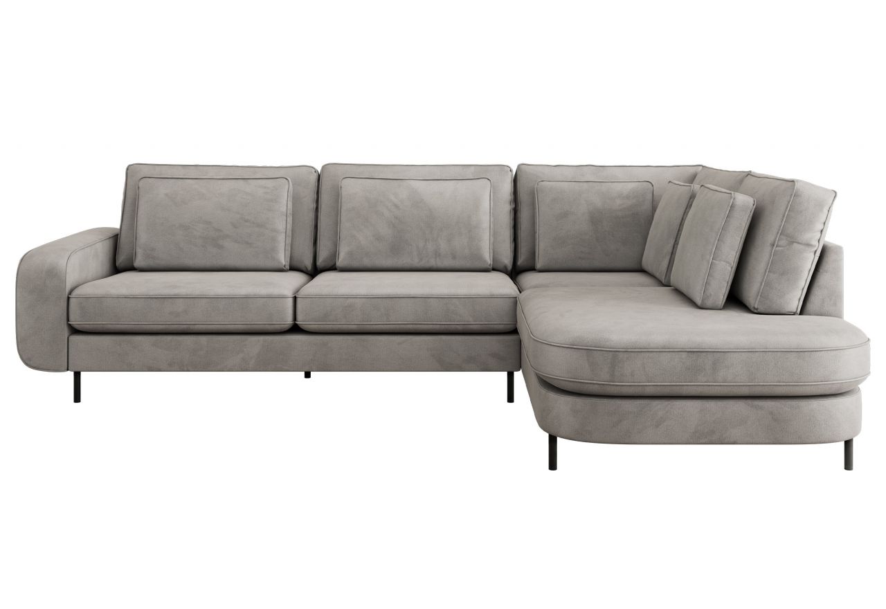 Narożnik CALENO L - strona prawa - jasnoszary, welwet