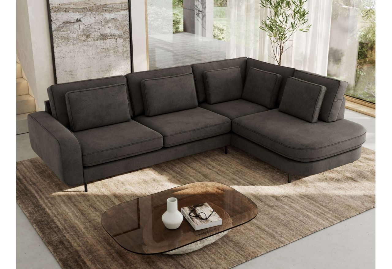 Narożnik CALENO L - strona prawa - ciemnoszary, welwet