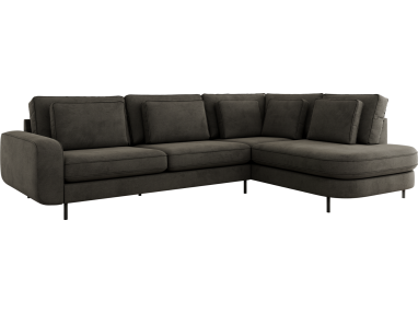 Narożnik CALENO L - strona prawa - ciemnoszary, welwet