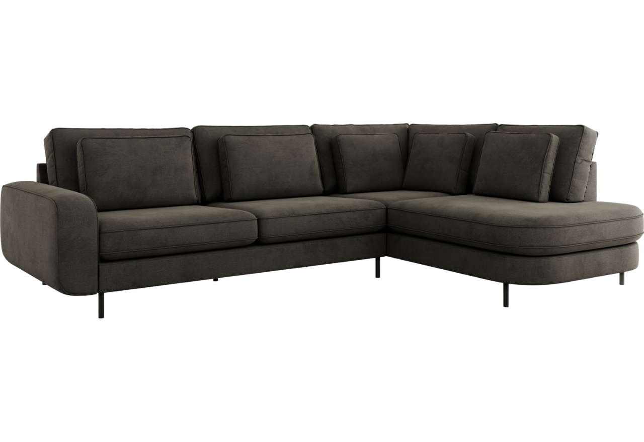 Narożnik CALENO L - strona prawa - ciemnoszary, welwet