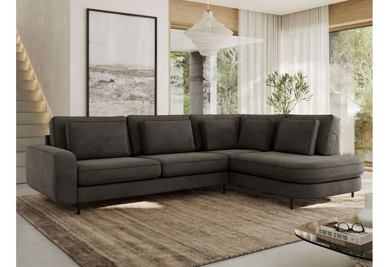 Narożnik CALENO L - strona prawa - ciemnoszary, welwet