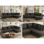 Narożnik CALENO L - strona prawa - ciemnoszary, welwet