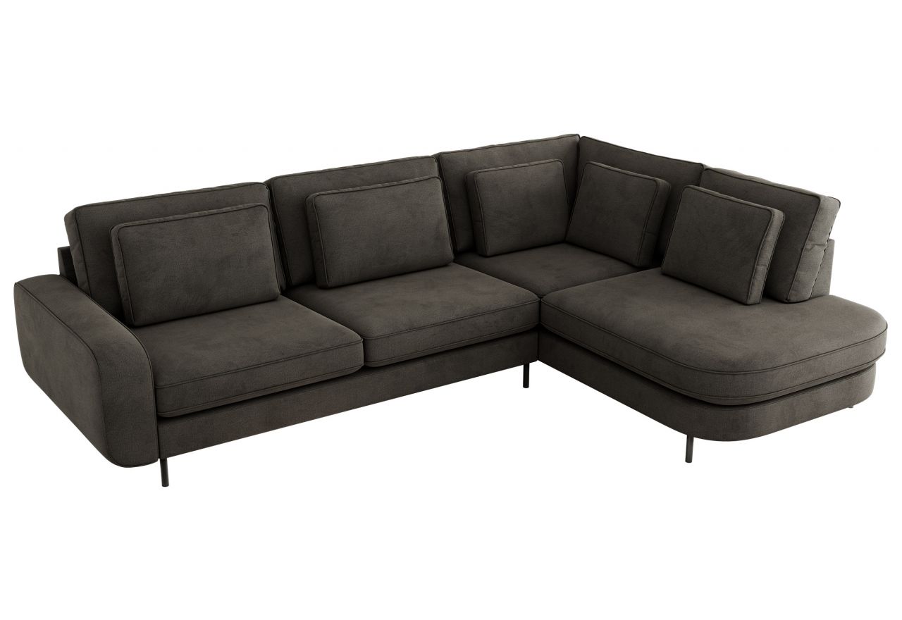 Narożnik CALENO L - strona prawa - ciemnoszary, welwet