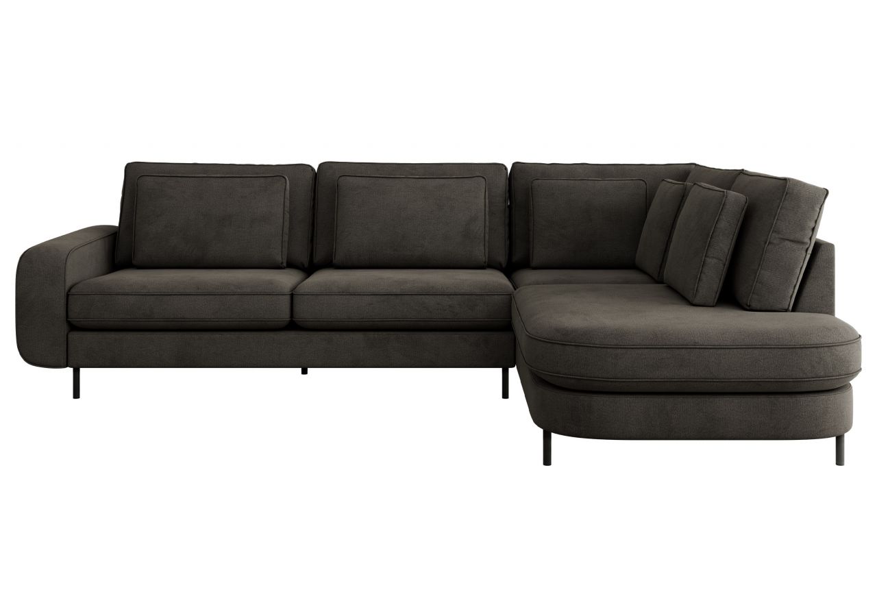 Narożnik CALENO L - strona prawa - ciemnoszary, welwet