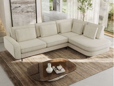 Narożnik CALENO L - strona prawa - kremowy, struktura