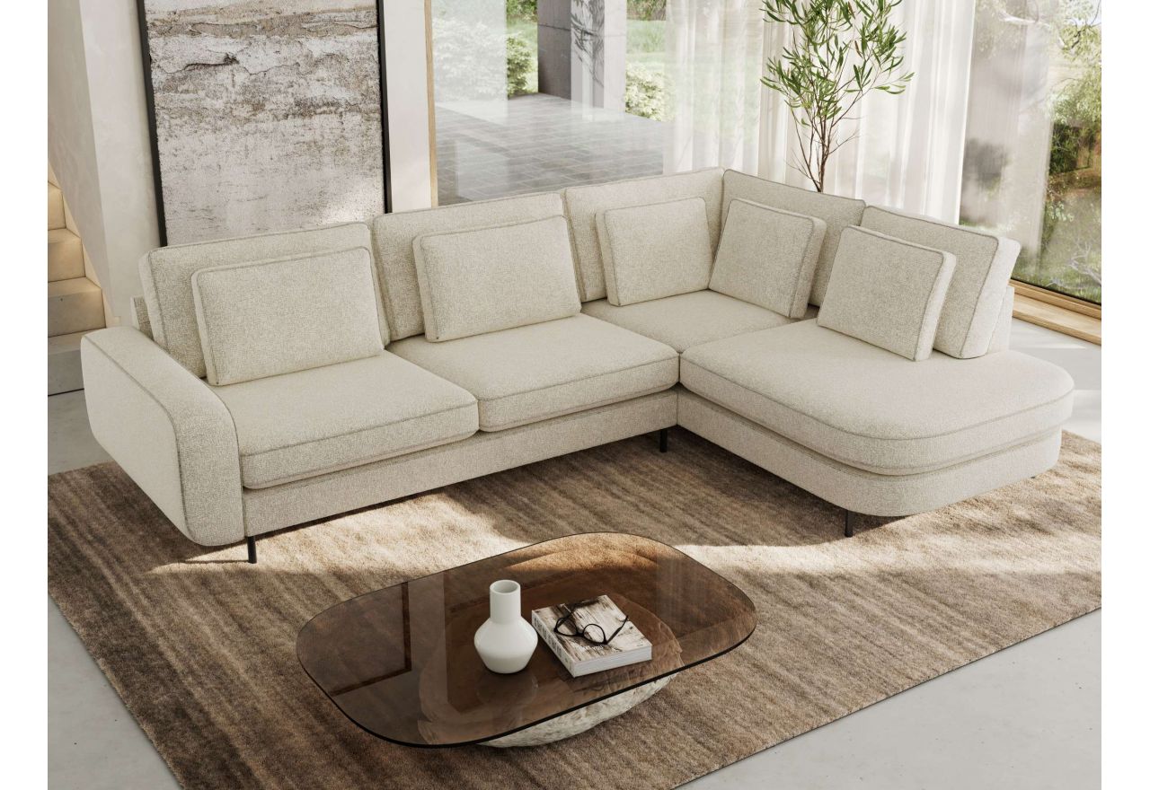 Narożnik CALENO L - strona prawa - kremowy, struktura