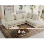 Narożnik CALENO L - strona prawa - kremowy, struktura