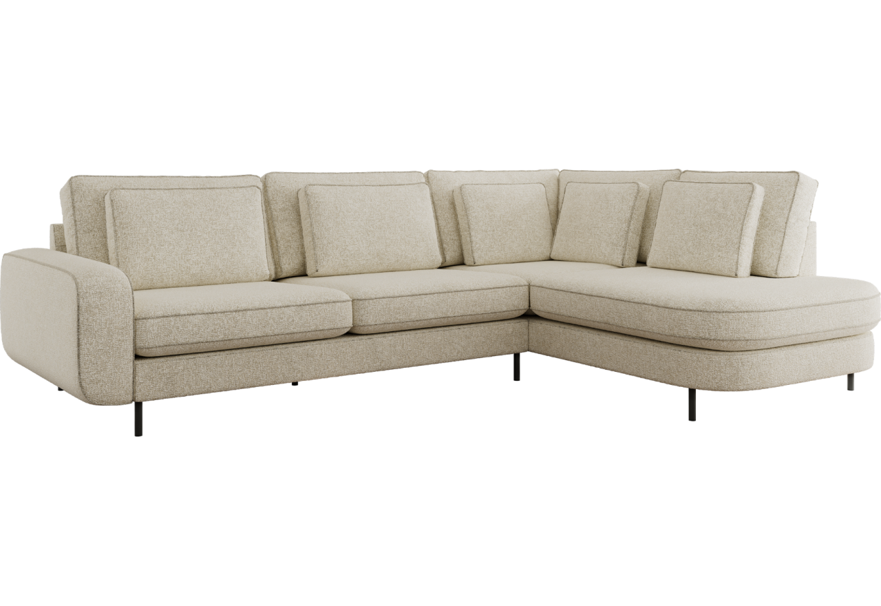 Narożnik CALENO L - strona prawa - kremowy, struktura