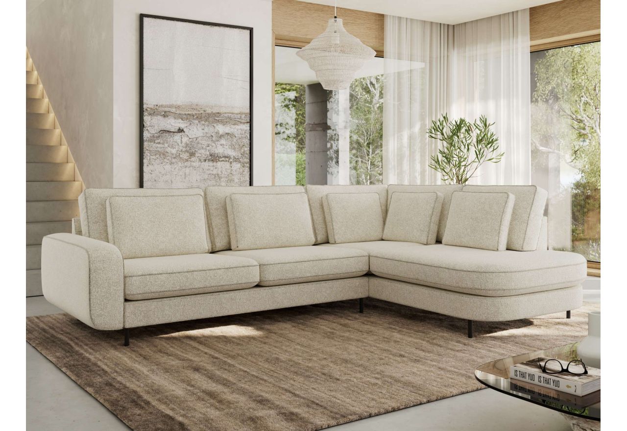 Narożnik CALENO L - strona prawa - kremowy, struktura