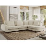 Narożnik CALENO L - strona prawa - kremowy, struktura