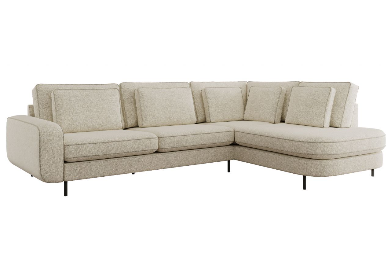 Narożnik CALENO L - strona prawa - kremowy, struktura