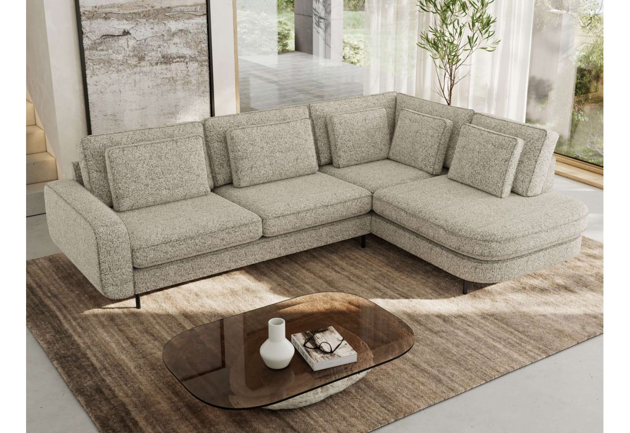 Narożnik CALENO L - strona prawa - beżowy, struktura