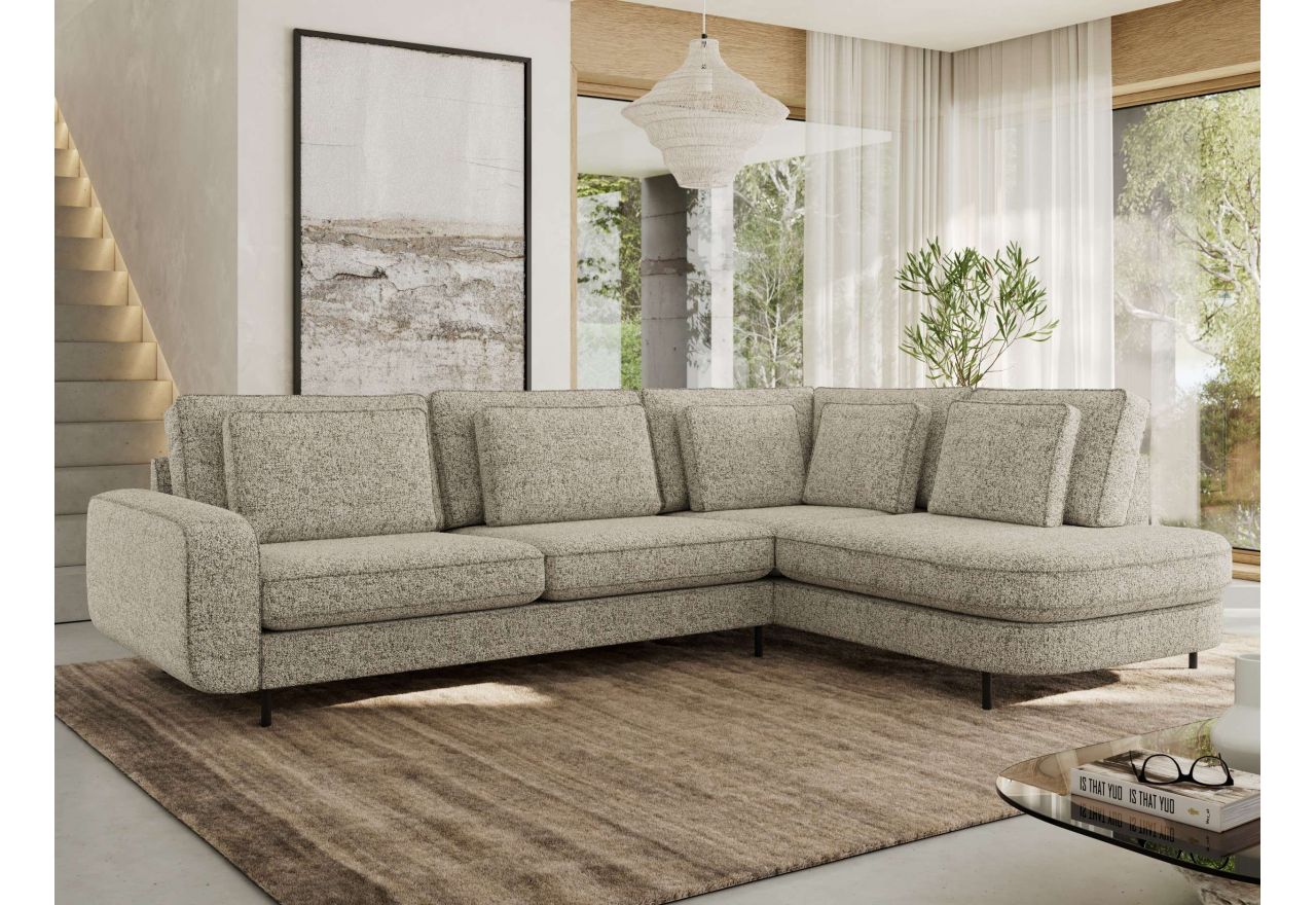 Narożnik CALENO L - strona prawa - beżowy, struktura