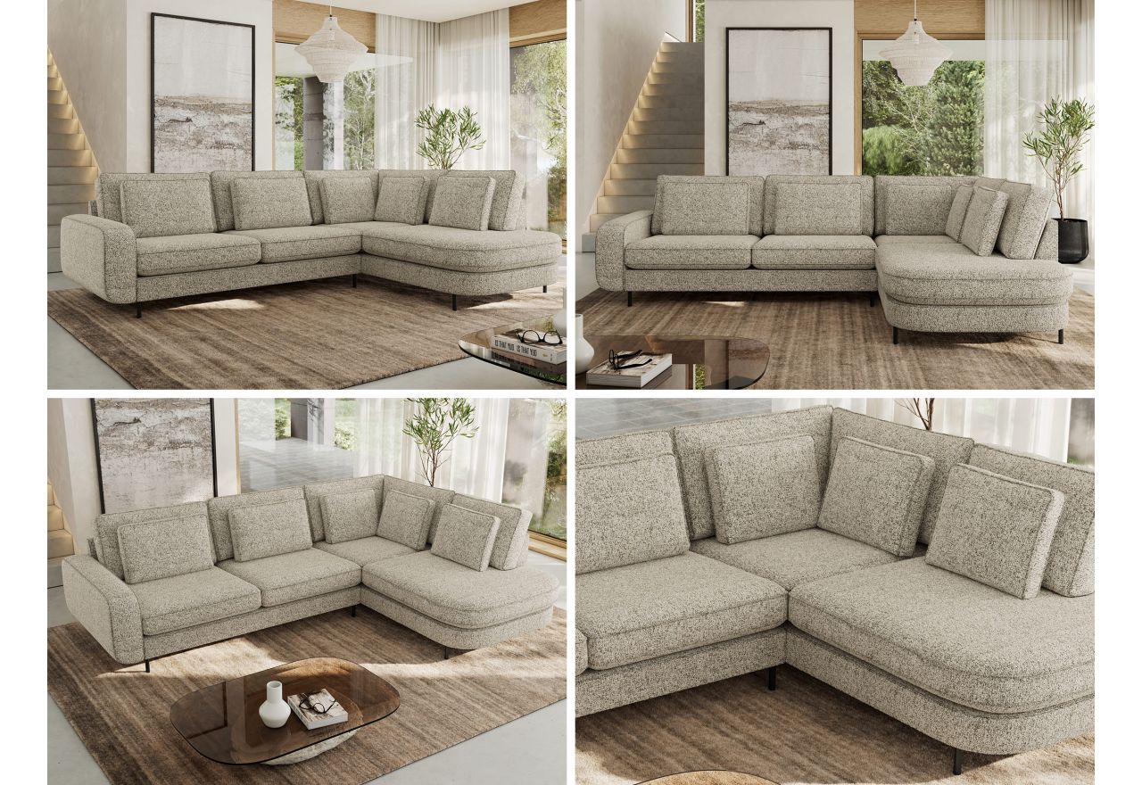 Narożnik CALENO L - strona prawa - beżowy, struktura