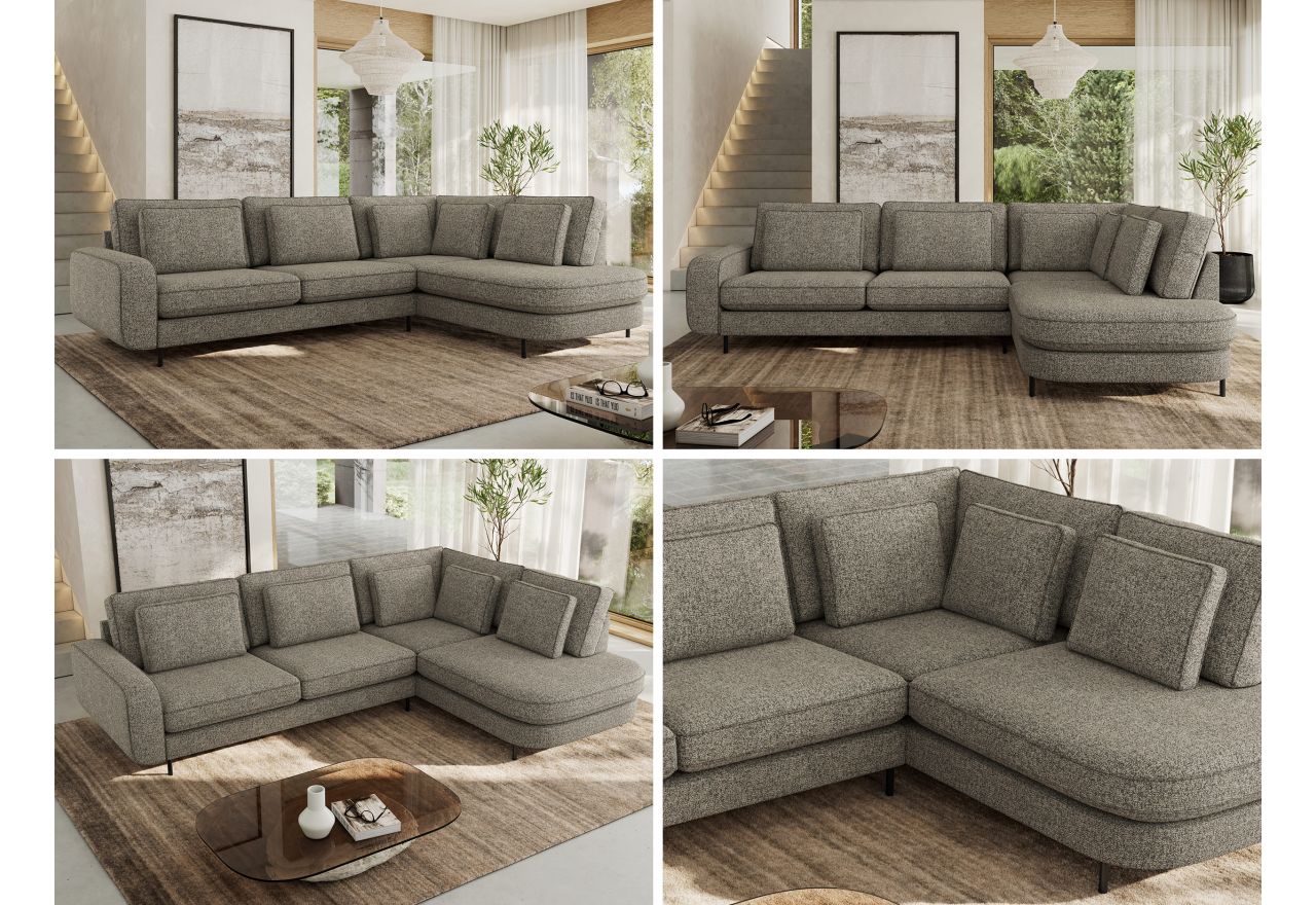 Narożnik CALENO L - strona prawa - szary, struktura